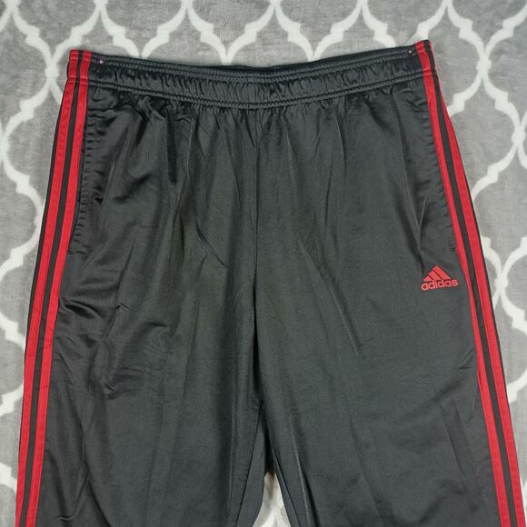 Adidas Track Pants Mens XL Black Red 3 Stripes Athletic Embroidered Logo Sport - Picture 7 of 8